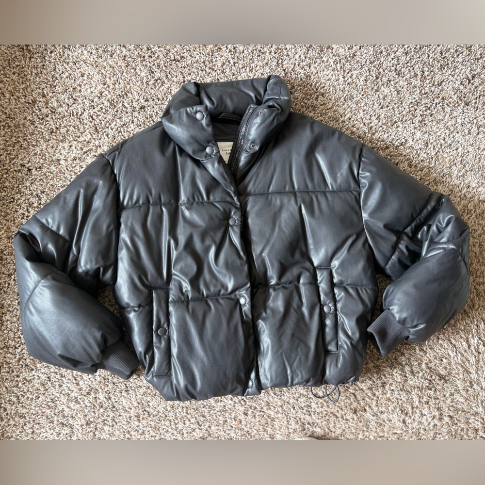 American Eagle Black Quilted Puffer Jacket